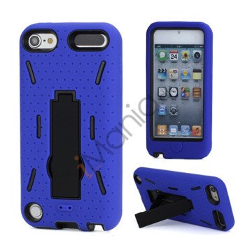 Rugged Robot Style Plastic & Silikone Combo Taske med Holder til iPod Touch 5 - Sort / Blå