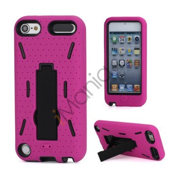 Rugged Robot Style Plastic & Silikone Combo Taske med Holder til iPod Touch 5 - Sort / Rose