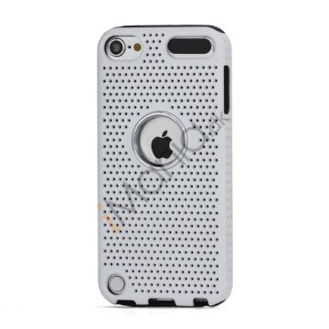 Perforeret PC & TPU Hybrid Flerlags Hard Back Case til iPod Touch 5 - Sort / Hvid