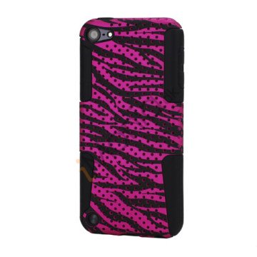 Zebra Plastic & Silicone Gitter Hybrid Hard Case til iPod Touch 5 - Rose