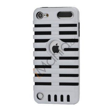 Klassisk mikrofon PC & Silikone Hybrid Hard Case til iPod Touch 5 - Sort / Hvid