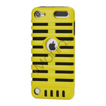 Klassisk mikrofon PC & Silikone Hybrid Hard Case til iPod Touch 5 - Sort / Gul