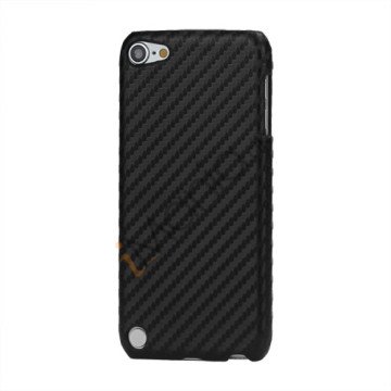 Vævet mønster Carbon Fiber Læder Coated Hard Case til iPod Touch 5 - Sort