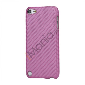 Vævet mønster Carbon Fiber Læder Coated Hard Case til iPod Touch 5 - Pink