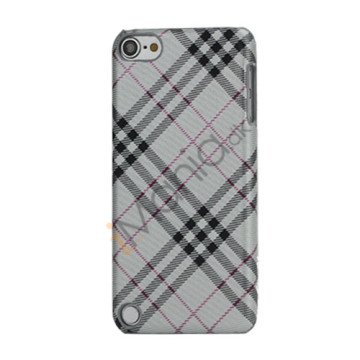 Stilfuld Plaid Mønster Læder Skin Hard Case til iPod Touch 5 - Lysegrå