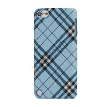 Stilfuld Plaid Mønster Læder Skin Hard Case til iPod Touch 5 - Blå