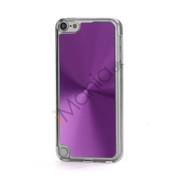 Metallic CD Mønster Transparent Kant Hard Case Cover Skin til iPod Touch 5 - Purple