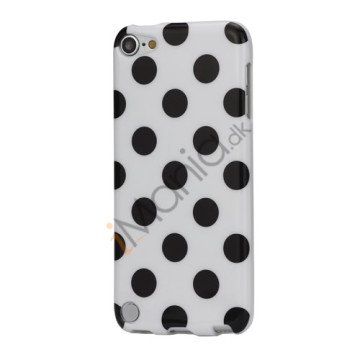 Skinnende Polkaprikket TPU Gel Cover til iPod Touch 5 - Sort / Hvid