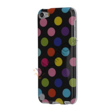 Skinnende Polkaprikket TPU Gel Cover til iPod Touch 5 - Farvelagt / Sort