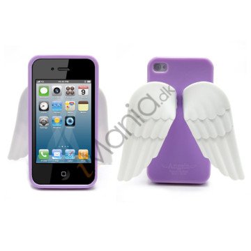 iPhone 4 4S 3D TPU Cover Med Englevinger - Lilla