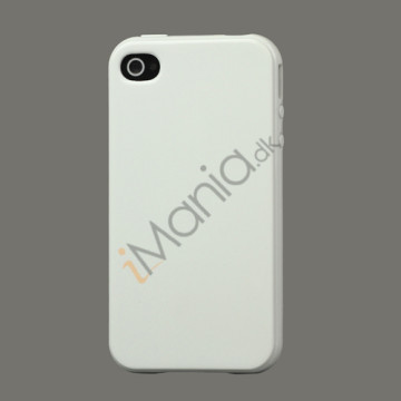 Blankt ensfarvet cover til iPhone 4 og iPhone 4S (TPU) - Hvid
