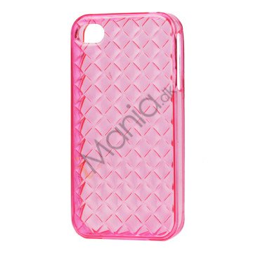 Gennemsigtigt TPU Case til iPhone 4 4S med vævet mønster - Gennemsigtig Pink