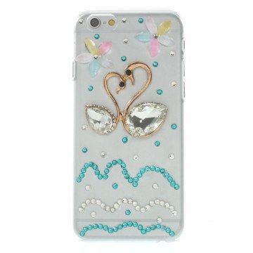 iPhone 6 bling-cover med svaner, transparant