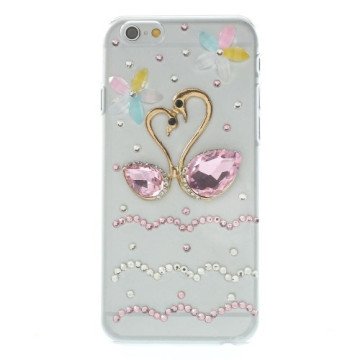 iPhone 6 bling-cover med svaner, pink