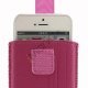 Etui med trækstrop, bæltestrop og linjemønster til iPhone 5/5S/5C, pink