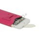 iPhone 5/5S/5C sleeve/etui med trækstrop og spændelås, pink/hvid