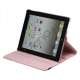 360 Grader Roterbar Blomster Præget Stand Case Kunstlæder til Den Nye iPad 2 3 4 - Pink