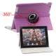 360 graders roterende Ny iPad 2 3 4 Kunstlæderetui Cover med Stand - Lilla