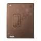 Carbon Fiber Kunstlæder Smart Cover med holder til iPad 4. 3. 2nd Generation - Brun