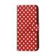 Polkaprikket Læder Stand Case iPhone 5 cover - Rød