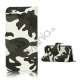 Camouflage Canvas Wallet Case Cover Holder til iPhone 5 - Grå