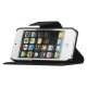 Magnetisk Mat Læder Kreditkort Wallet Stand Case iPhone 5 cover - Sort