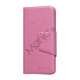 Magnetisk Mat Læder Kreditkort Wallet Stand Case iPhone 5 cover - Pink