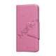 Magnetisk Mat Læder Kreditkort Wallet Stand Case iPhone 5 cover - Pink