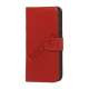 Ægte Læder Flip Wallet Kreditkort Stand Case til iPhone 5 - Rød