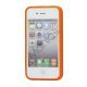 Polkaprikket iPhone 4 Cover i TPU Gummi - Hvide Prikker / Orange