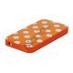 Polkaprikket iPhone 4 Cover i TPU Gummi - Hvide Prikker / Orange