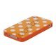 Polkaprikket iPhone 4 Cover i TPU Gummi - Hvide Prikker / Orange