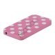 Polkaprikket iPhone 4 Cover i TPU Gummi - Hvide Prikker / Pink