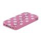 Polkaprikket iPhone 4 Cover i TPU Gummi - Hvide Prikker / Pink