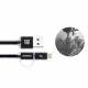 Remax Aurora Lightning + MicroUSB-kabel med LED, sort