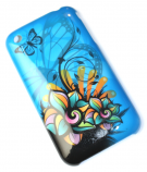 Luxus iPhone 3GS cover blåt med sommerfugl