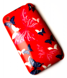 Luxus iPhone 3GS cover rødt med sommerfugle