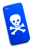 Cover til iPhone 4, blåt m. dødningehoved