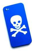 Cover til iPhone 4, blåt m. dødningehoved