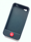 Silikonecover med rød knap til iPhone 4, sort