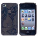Blomstret iPhone 4 TPU cover, sort