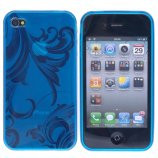 Blomstret iPhone 4 TPU cover, blå