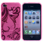 Blomstret iPhone 4 TPU cover, pink