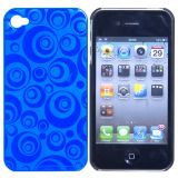 iPhone 4 cover i hård plast med cirkler, blå