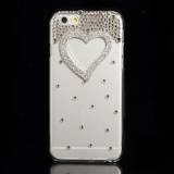 Glitter-cover til iPhone 6 / 6S med sølvfarvet smykkehjerte
