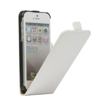 Lodret Læder Magnetisk Case iPhone 5 cover - White