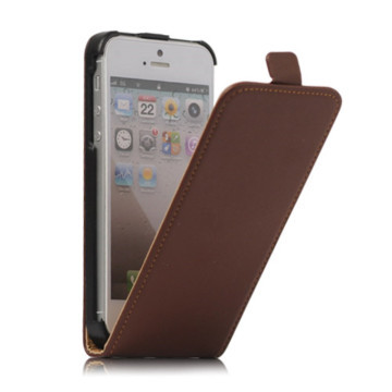 Lodret Læder Magnetisk Case iPhone 5 cover - Brown