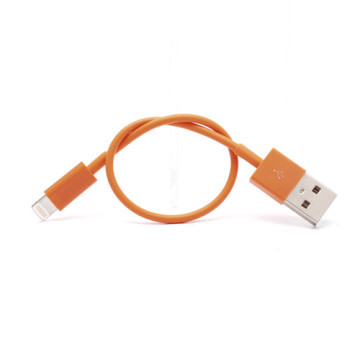 Kort USB Lightning Kabel på ca. 20cm, orange