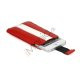 PU Læderetui med trækstrop og farvet stribe til iPhone 5 5S og 5C, hvid og rød