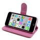 iPhone 5C PU Læder etui med håndstrop og magnetlås, pink